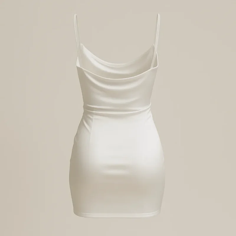 The 25X Draped Satin Cowl Mini Dress - Image 2