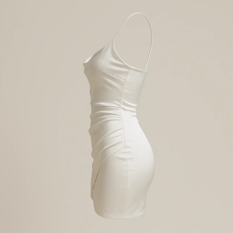 The 25X Draped Satin Cowl Mini Dress - Image 4