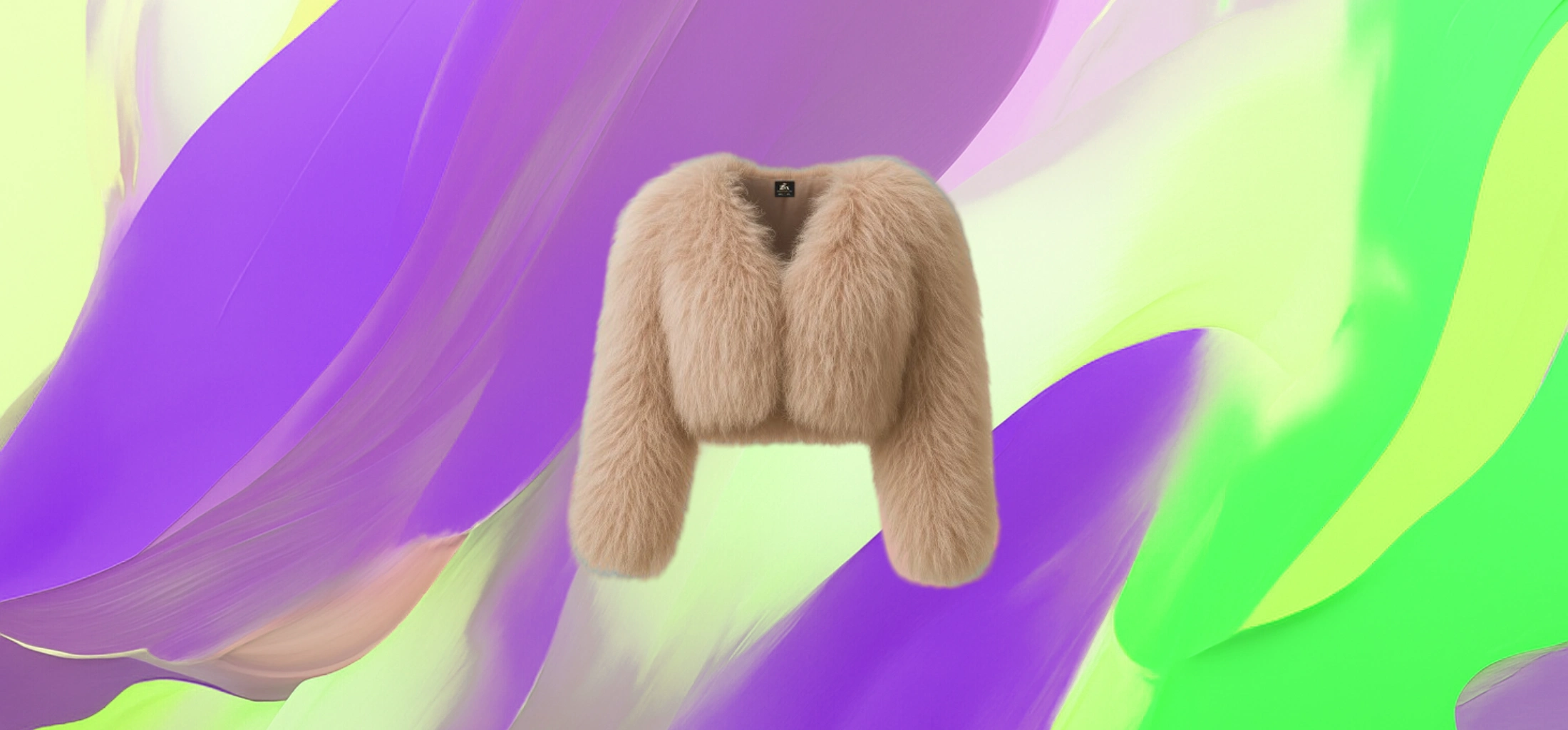 The 25 X Peach Cloud Faux Fur Cropped Puffer